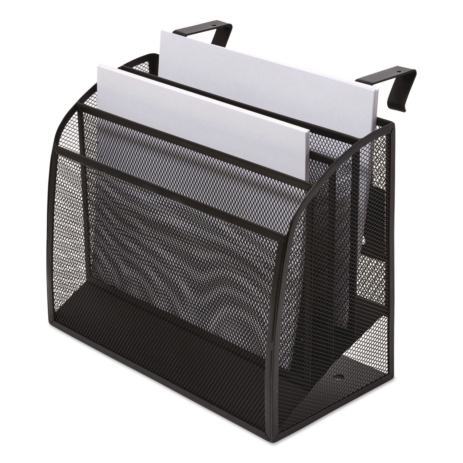 Wire Mesh Incline Sorter, Enclosed Design, 4 Sections, Letter-Size, 12.99 x 6.49 x 10.15, Matte Black