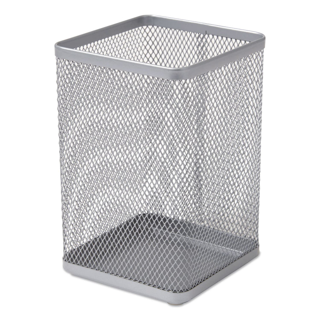 Wire Mesh Jumbo Pencil Holder, 4.33 x 4.33 x 6.69, Silver