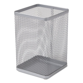 Wire Mesh Jumbo Pencil Holder, 4.33 x 4.33 x 6.69, Silver