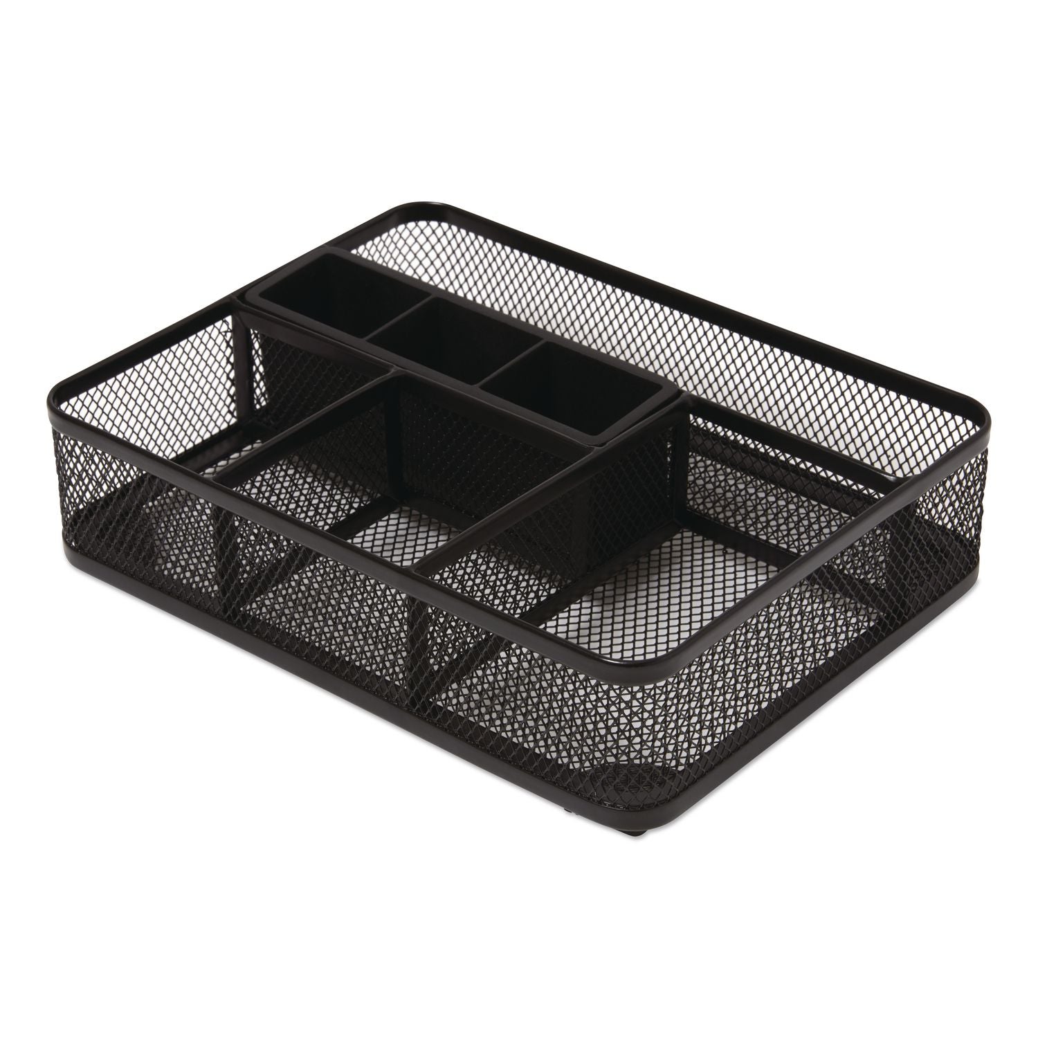 Mesh Drawer Organizer, Seven Compartment, 9.76 x 7.48 x 2.68, Black