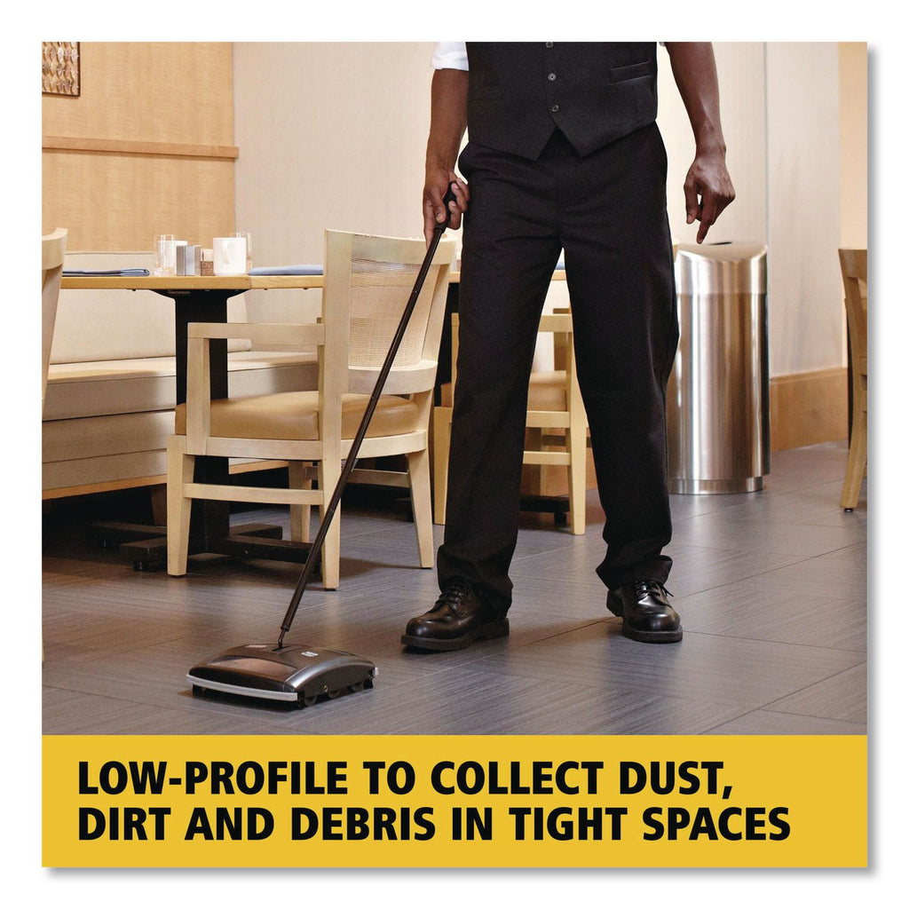 Floor & Carpet Sweeper, Plastic Bristles, 44'' Handle, Black/Gray