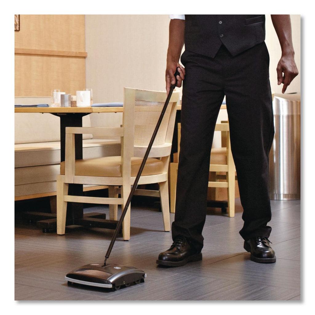 Floor & Carpet Sweeper, Plastic Bristles, 44'' Handle, Black/Gray