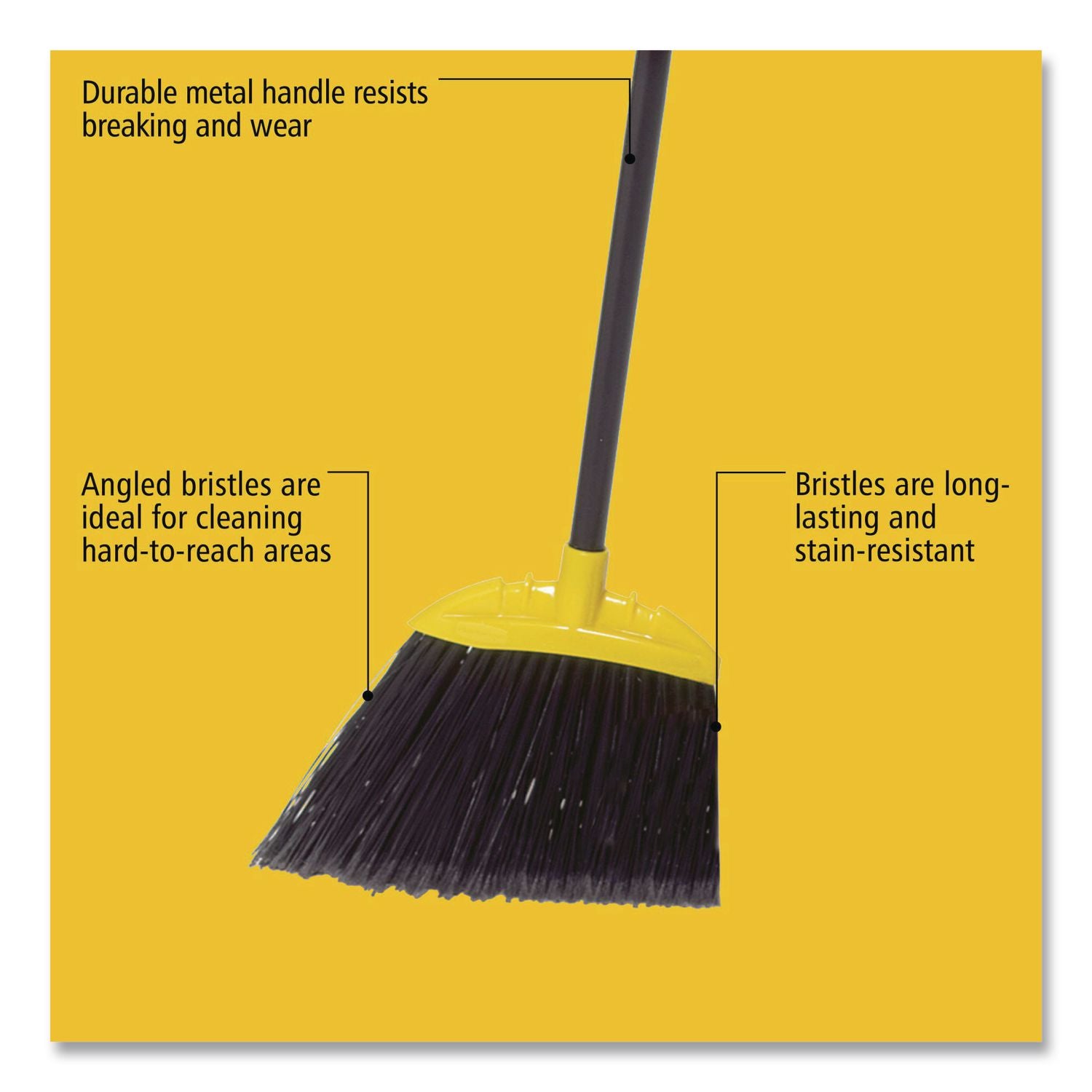 Jumbo Smooth Sweep Angled Broom, 46" Handle, Black/Yellow