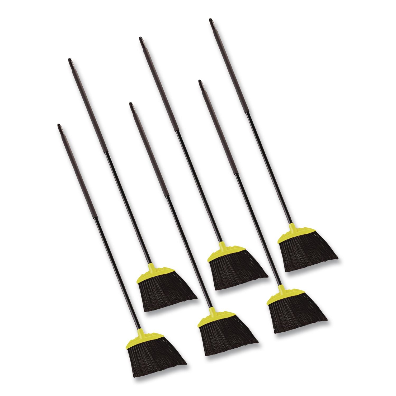 Jumbo Smooth Sweep Angled Broom, 46" Handle, Black/Yellow, 6/Carton
