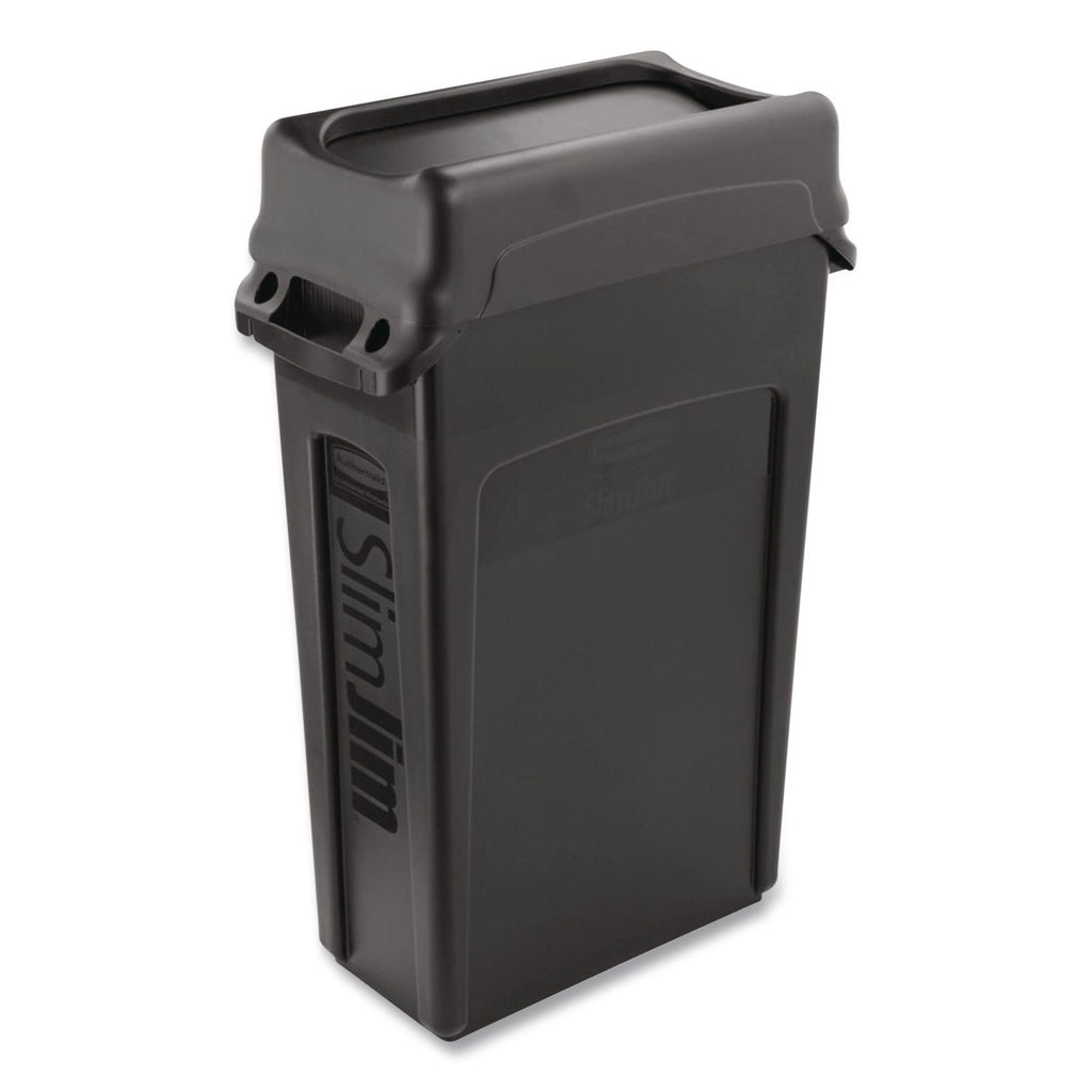 Swing Top Lid for Slim Jim Waste Containers, 11.38w x 20.5d x 5h, Black