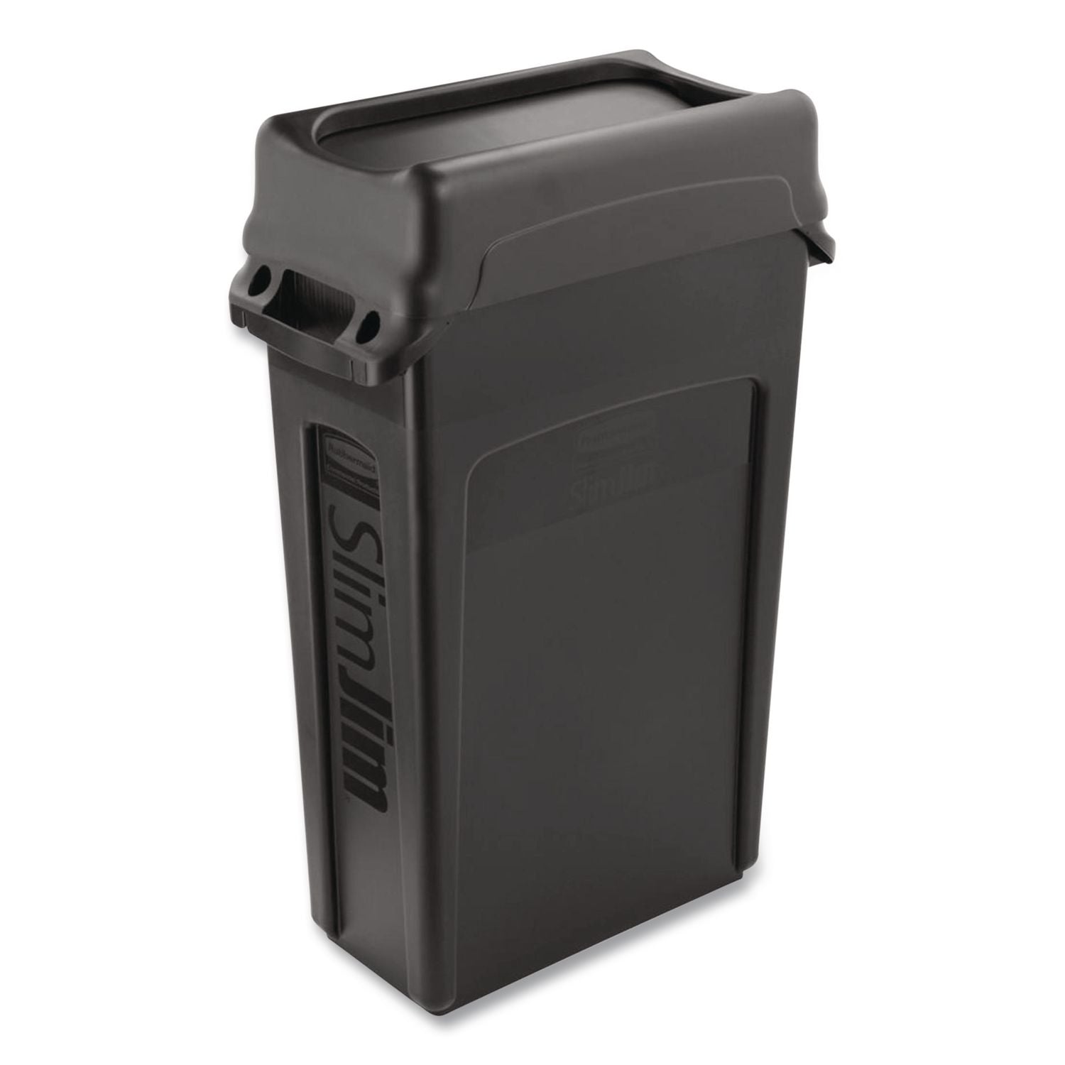 Swing Top Lid for Slim Jim Waste Containers, 11.38w x 20.5d x 5h, Black