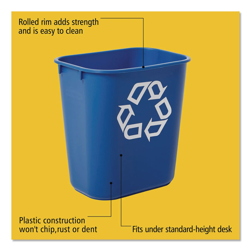 Deskside Recycling Container, Small, 13.63 qt, Plastic, Blue