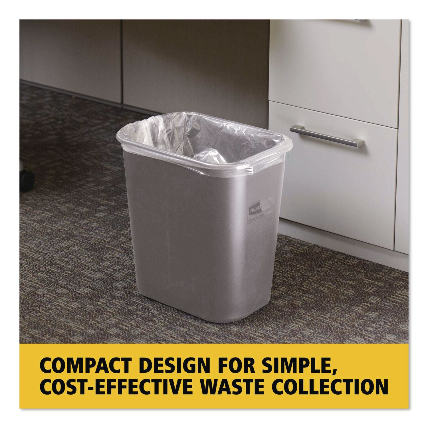 Deskside Plastic Wastebasket, 7 gal, Plastic, Gray