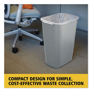 Deskside Plastic Wastebasket, 10.25 gal, Plastic, Gray