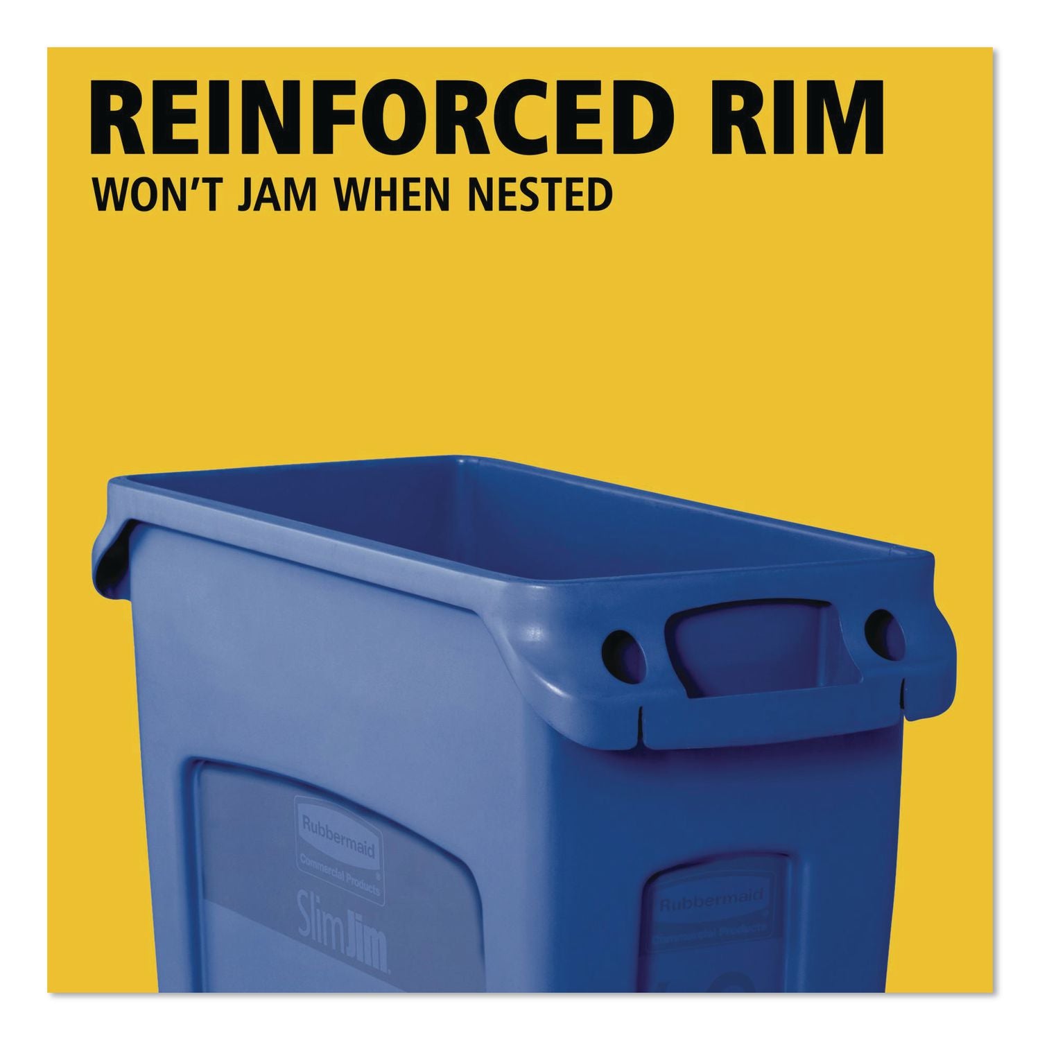 Slim Jim Plastic Recycling Container with Venting Channels, 23 gal, Plastic, Blue