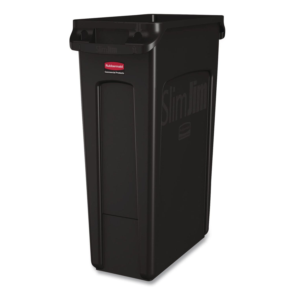 Slim Jim with Venting Channels, 23 gal, Plastic, Black