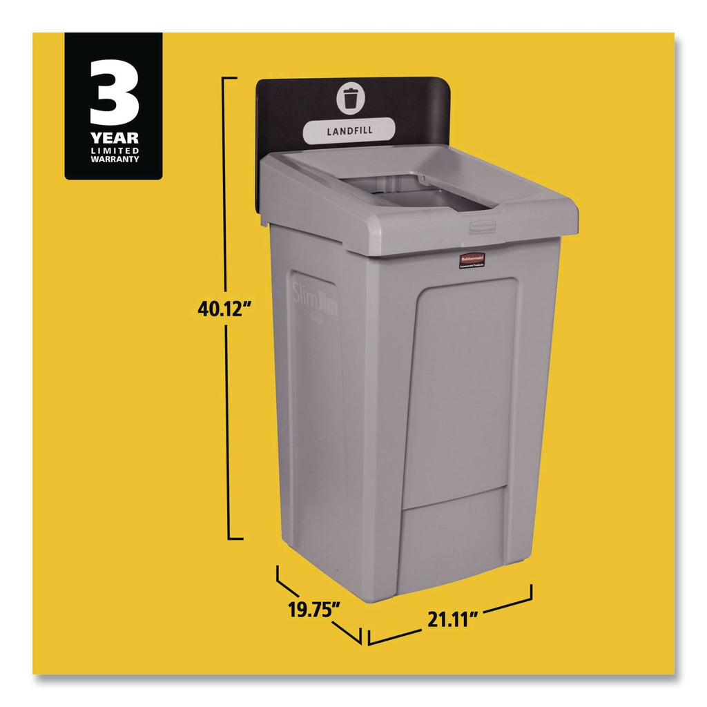 Slim Jim Recycling Station 1-Stream, Landfill Recycling Station, 33 gal, Resin, Gray
