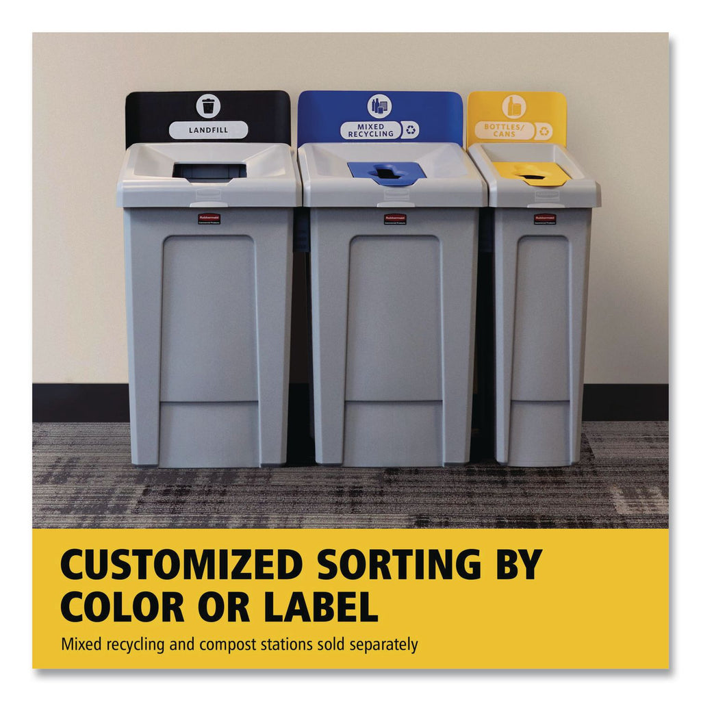 Slim Jim Recycling Station 1-Stream, Landfill Recycling Station, 33 gal, Resin, Gray