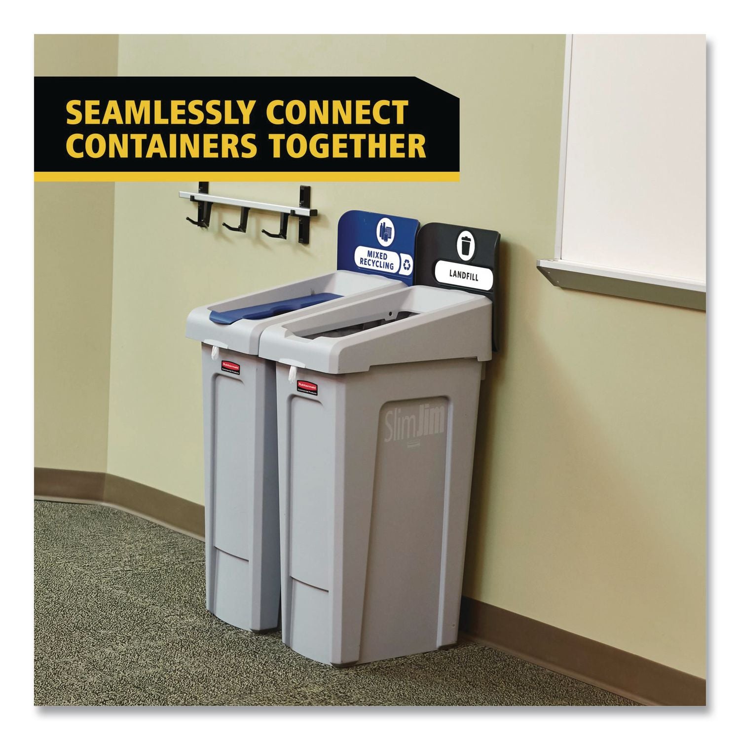 Slim Jim Recycling Station 1-Stream, Landfill Recycling Station, 33 gal, Resin, Gray