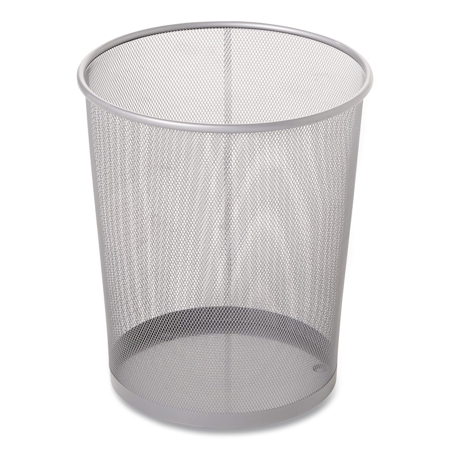 Steel Mesh Wastebasket, 5 gal, Steel Mesh, Silver