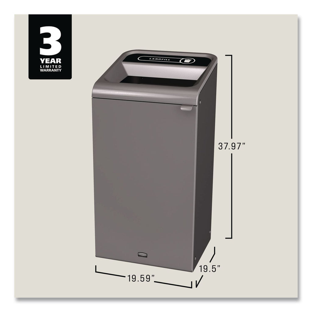 Configure Indoor Recycling Waste Receptacle, Landfill, 23 gal, Metal, Gray