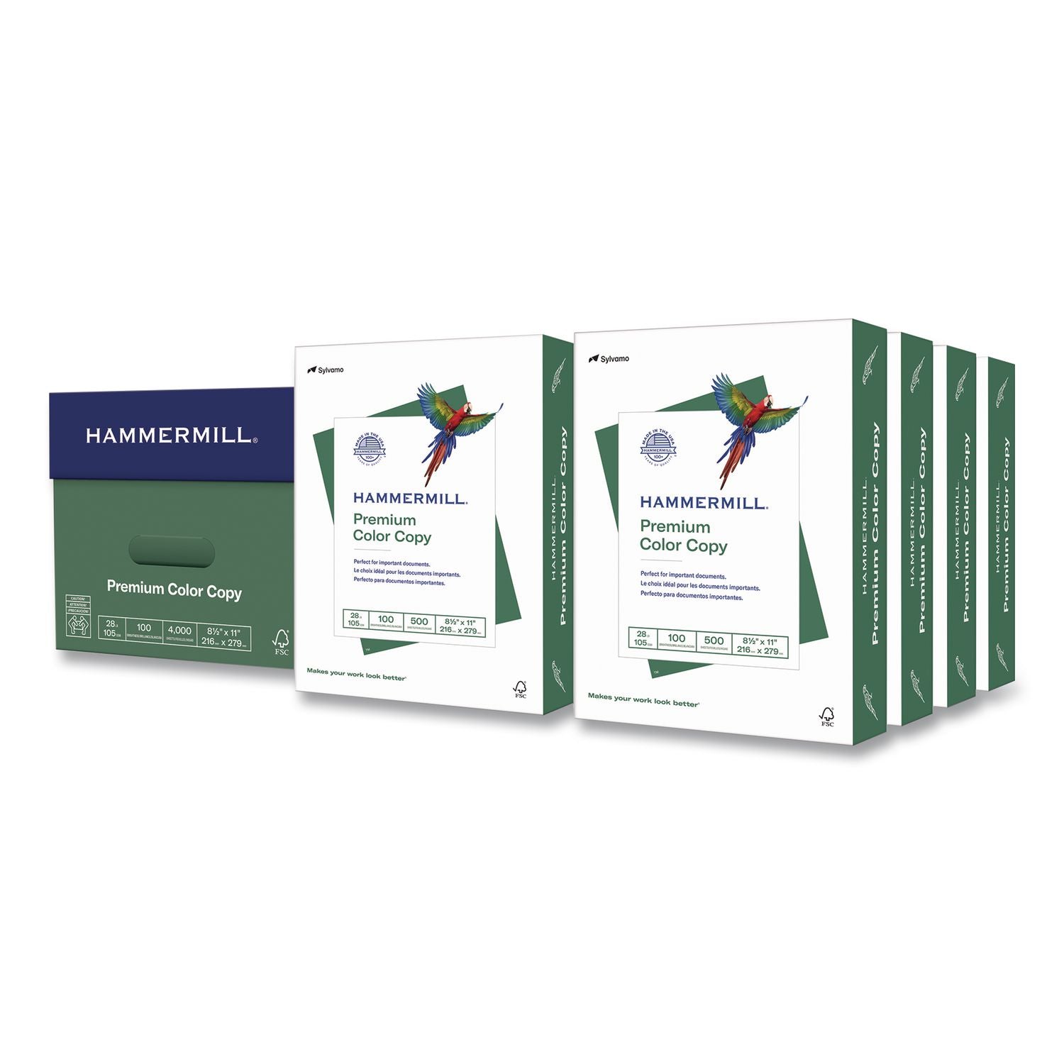 Hammermill Premium Color Copy Paper - White - 100 Brightness - Letter - 8 1/2" x 11" - 28 lb Basis Weight - 8 / Carton - High Brightness, Heavyweight - White