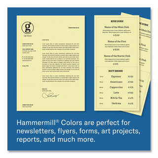 Hammermill Colors Recycled Copy Paper - Canary - 96 Brightness - Letter - 8 1/2" x 11" - 24 lb Basis Weight - Smooth - 500 / Ream - Sustainable Forestry Initiative (SFI) - Jam-free, Acid-free - Canary