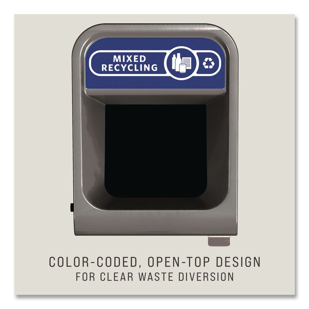 Configure Indoor Recycling Waste Receptacle, Mixed Recycling, 33 gal, Metal, Gray