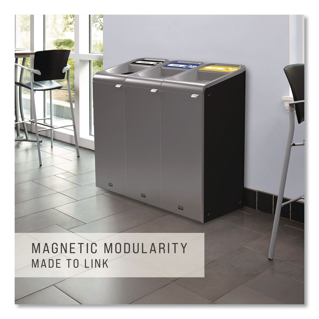 Configure Indoor Recycling Waste Receptacle, Mixed Recycling, 33 gal, Metal, Gray