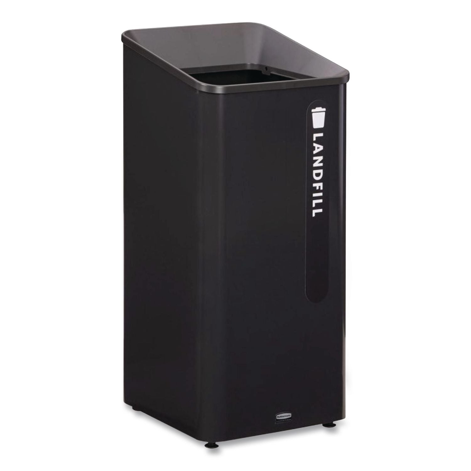 Sustain Decorative Refuse with Recycling Lid, 23 gal, Metal/Plastic, Black