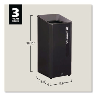 Sustain Decorative Refuse with Recycling Lid, 23 gal, Metal/Plastic, Black