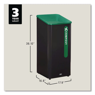 Sustain Decorative Refuse with Recycling Lid, 23 gal, Metal/Plastic, Black/Green