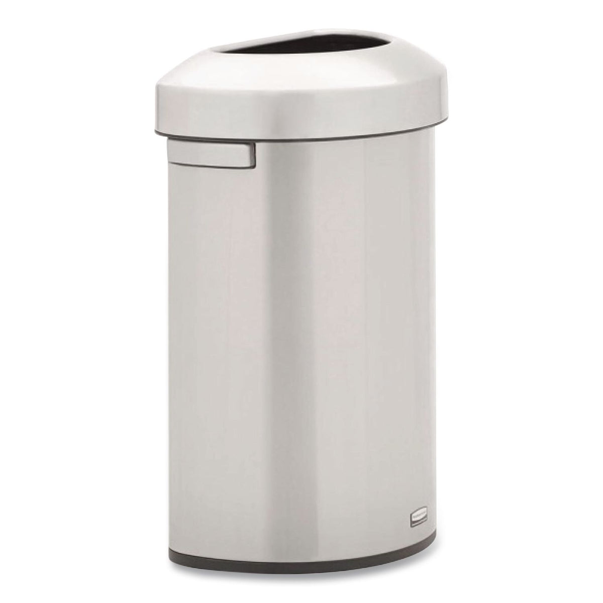 Rubbermaid Commercial Refine Half-Round Waste Container - 16 gal Capacity - Half-round - Ergonomic Handle, Non-skid, Fingerprint Resistant, Durable - 29.5" Height x 12.4" Width x 18.2" Depth - Metal - Stainless Steel - 1 Each