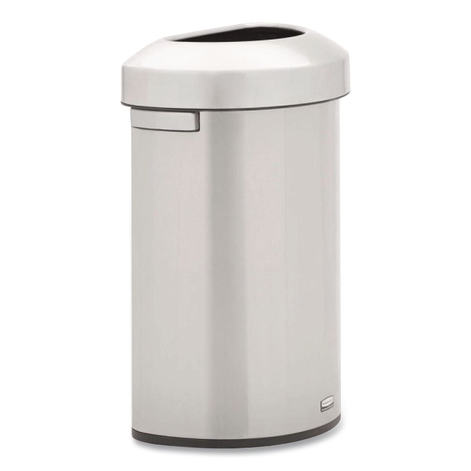Rubbermaid Commercial Refine Half-Round Waste Container - 16 gal Capacity - Half-round - Ergonomic Handle, Non-skid, Fingerprint Resistant, Durable - 29.5" Height x 12.4" Width x 18.2" Depth - Metal - Stainless Steel - 1 Each