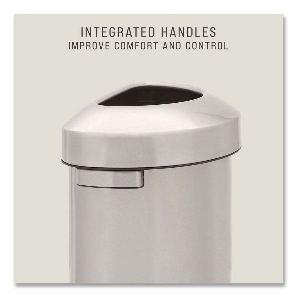 Rubbermaid Commercial Refine Half-Round Waste Container - 16 gal Capacity - Half-round - Ergonomic Handle, Non-skid, Fingerprint Resistant, Durable - 29.5" Height x 12.4" Width x 18.2" Depth - Metal - Stainless Steel - 1 Each