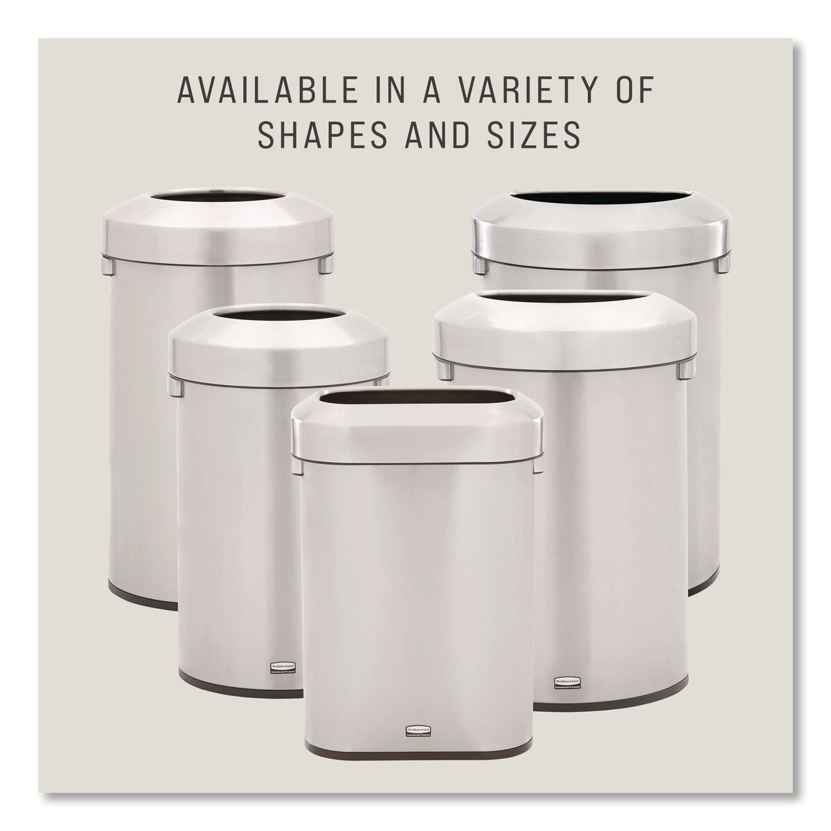 Rubbermaid Commercial Refine Half-Round Waste Container - 16 gal Capacity - Half-round - Ergonomic Handle, Non-skid, Fingerprint Resistant, Durable - 29.5" Height x 12.4" Width x 18.2" Depth - Metal - Stainless Steel - 1 Each