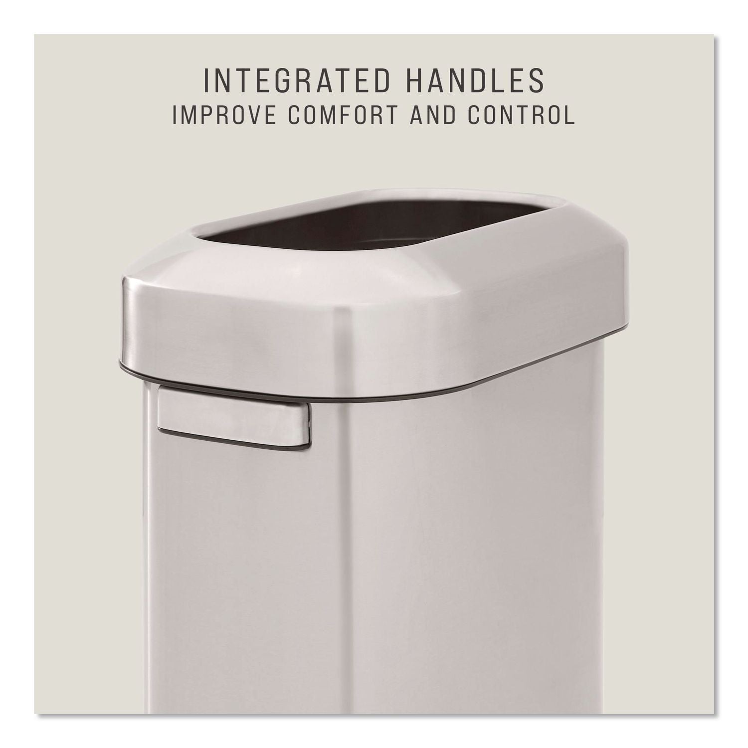 Refine Series Waste Receptacle, 15 gal, Plastic/Stainless Steel