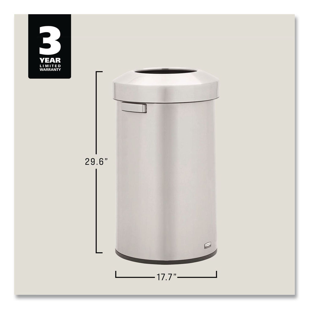 Rubbermaid Commercial Refine Waste Container - 23 gal Capacity - Round - Ergonomic Handle, Non-skid, Fingerprint Resistant, Durable - 29.6" Height x 17.7" Width - Metal - Stainless Steel - 1 Each