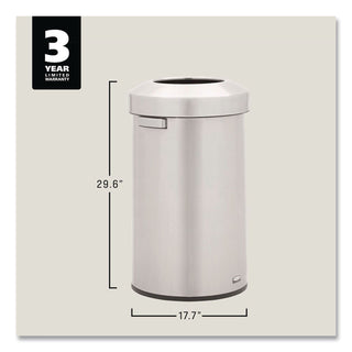 Rubbermaid Commercial Refine Waste Container - 23 gal Capacity - Round - Ergonomic Handle, Non-skid, Fingerprint Resistant, Durable - 29.6" Height x 17.7" Width - Metal - Stainless Steel - 1 Each