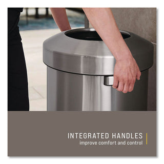 Rubbermaid Commercial Refine Waste Container - 23 gal Capacity - Round - Ergonomic Handle, Non-skid, Fingerprint Resistant, Durable - 29.6" Height x 17.7" Width - Metal - Stainless Steel - 1 Each