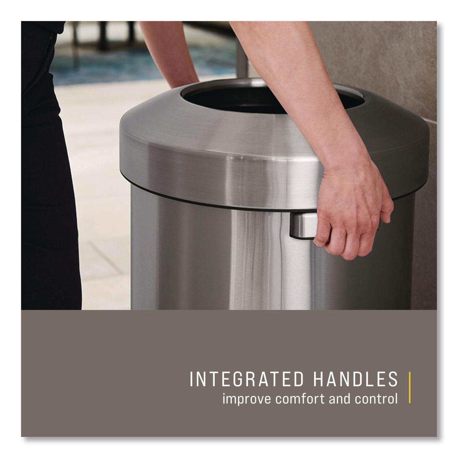 Rubbermaid Commercial Refine Waste Container - 23 gal Capacity - Round - Ergonomic Handle, Non-skid, Fingerprint Resistant, Durable - 29.6" Height x 17.7" Width - Metal - Stainless Steel - 1 Each