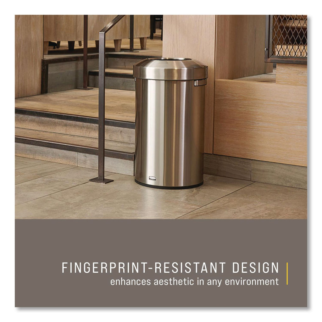 Rubbermaid Commercial Refine Waste Container - 23 gal Capacity - Round - Ergonomic Handle, Non-skid, Fingerprint Resistant, Durable - 29.6" Height x 17.7" Width - Metal - Stainless Steel - 1 Each