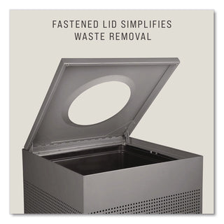 Rubbermaid Commercial Silhouettes 16G Waste Container - 16 gal Capacity - Square - Perforated, Fire-Safe, Durable - 30.4" Height x 14.8" Width x 14.8" Depth - Steel, Metal - Silver Metallic - 1 Each