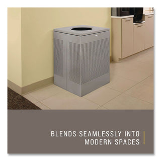 Rubbermaid Commercial Silhouettes 16G Waste Container - 16 gal Capacity - Square - Perforated, Fire-Safe, Durable - 30.4" Height x 14.8" Width x 14.8" Depth - Steel, Metal - Silver Metallic - 1 Each
