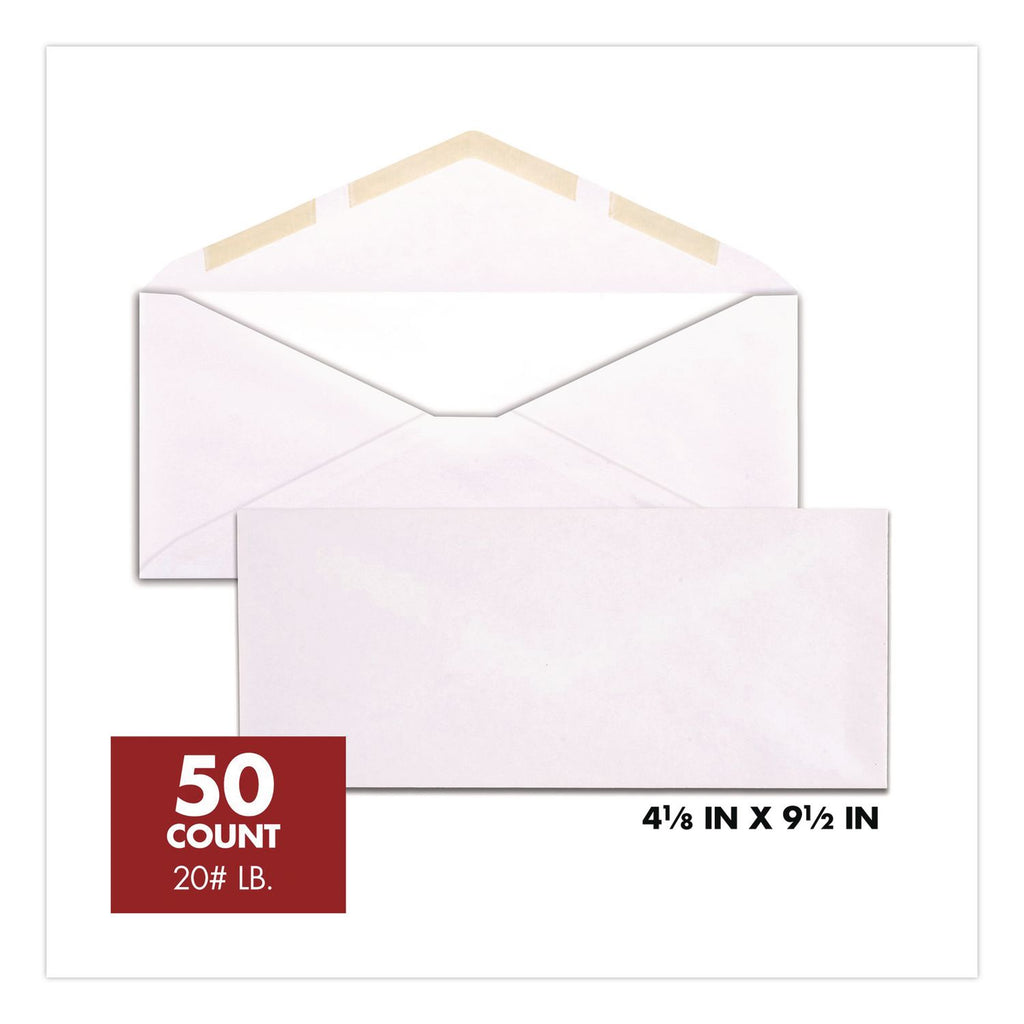 Mead Plain White Envelopes - Business - #10 - 4 1/8" Width x 9 1/2" Length - Gummed - 50 / Box - White