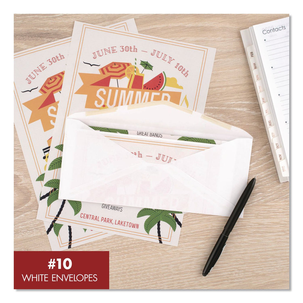 Mead Plain White Envelopes - Business - #10 - 4 1/8" Width x 9 1/2" Length - Gummed - 50 / Box - White