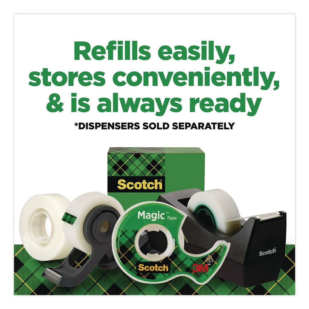 Scotch Magic Tape - 36 yd Length x 0.50" Width - 1" Core - Split Resistant, Tear Resistant - For Mending, Splicing - 12 / Pack - Matte - Clear