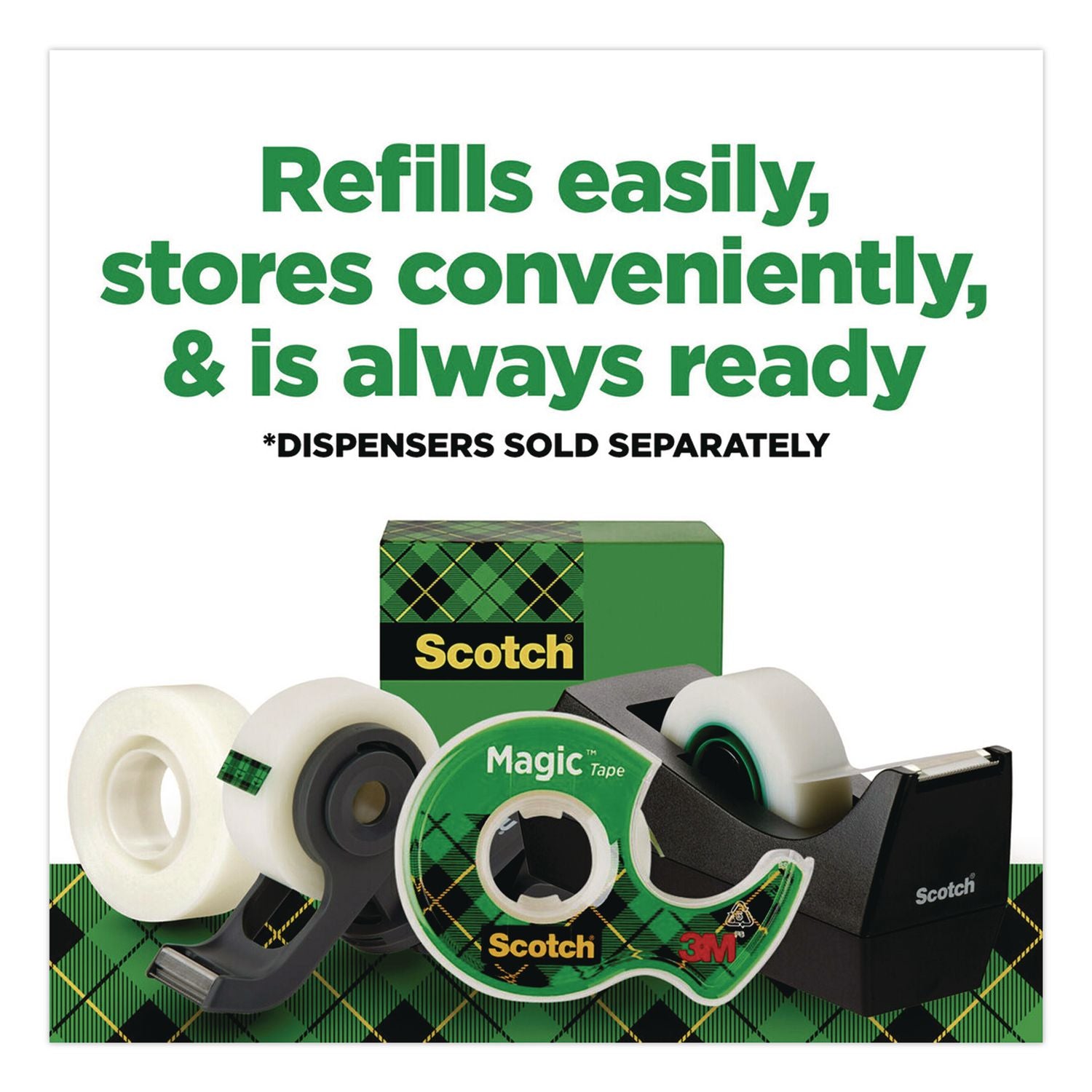 Scotch Magic Tape - 36 yd Length x 0.50" Width - 1" Core - Split Resistant, Tear Resistant - For Mending, Splicing - 12 / Pack - Matte - Clear