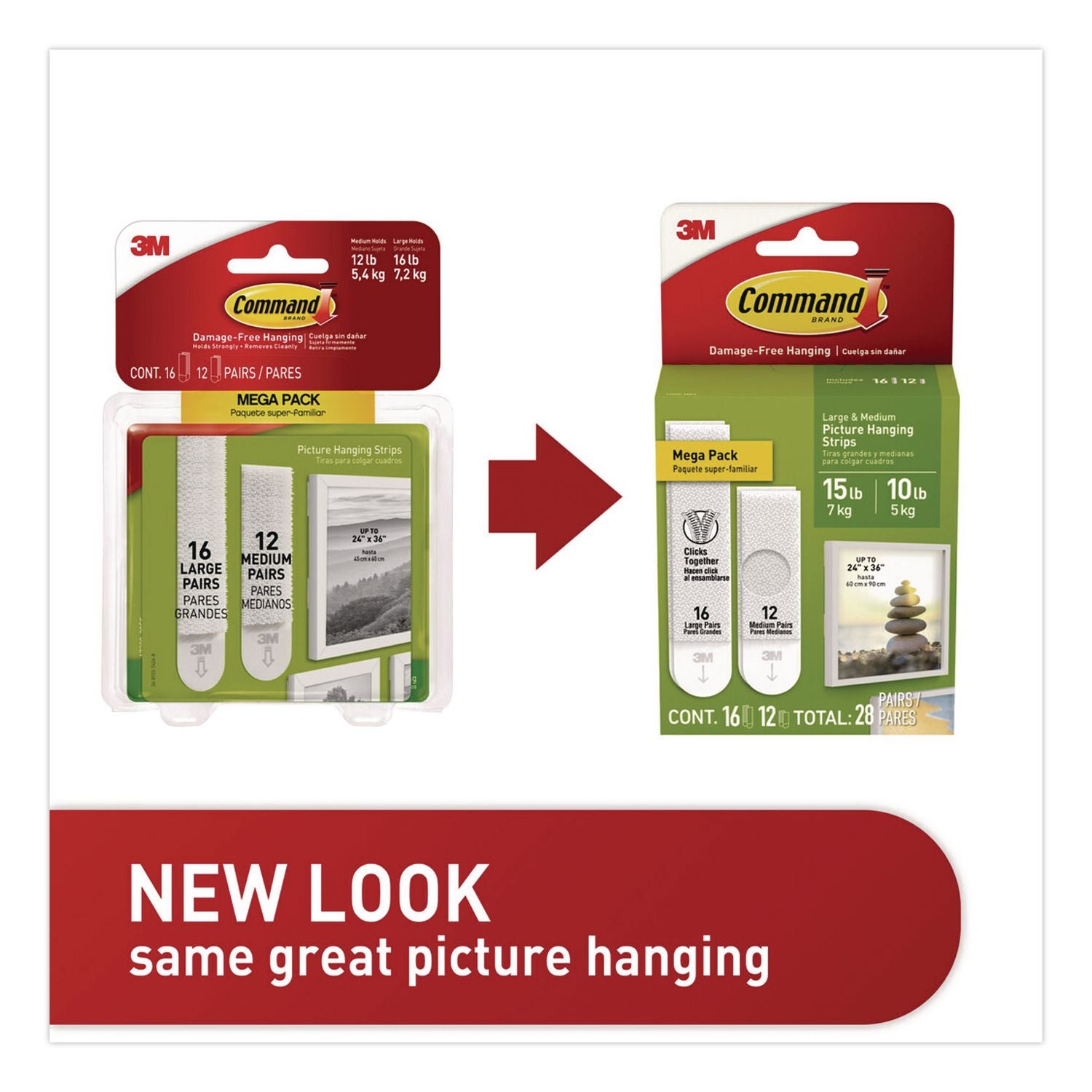 Command Picture Hanging Strips Mega Pack - 3 lb (1.36 kg), 4 lb (1.81 kg) Capacity - for Pictures - White - 28 / Pack