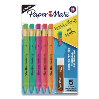 Paper Mate Handwriting Mechanical Pencils - #2 Lead - Thick Point - Black Lead - Assorted Barrel - 5 / Pack