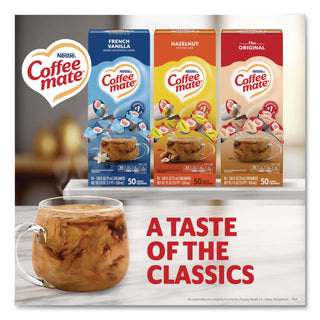 Liquid Coffee Creamer, French Vanilla/Hazelnut/Original, 0.38 oz Mini Cups, 150 Cups/Carton