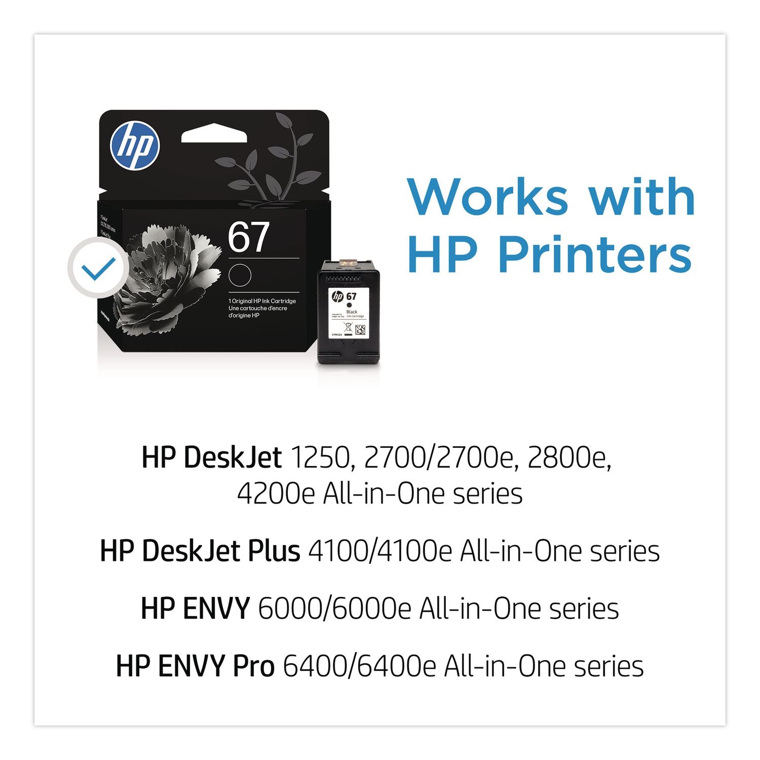 HP 67 Original Standard Yield Inkjet Ink Cartridge - Black - 1 Each - 120 Pages