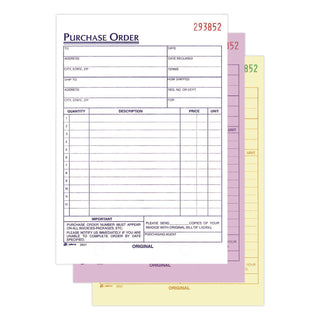 Adams 3-Part Carbonless Purchase Order Forms - 3 PartCarbonless Copy - 5.56" x 8.43" Sheet Size - 1 Each