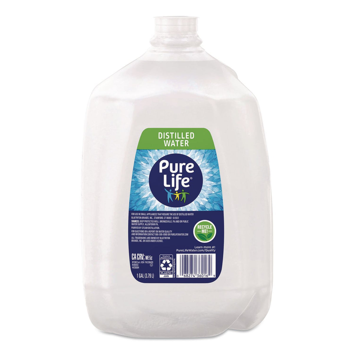 Distilled Water, 1 gal Bottle, 6 Bottles/Carton, 35 Cartons/Pallet