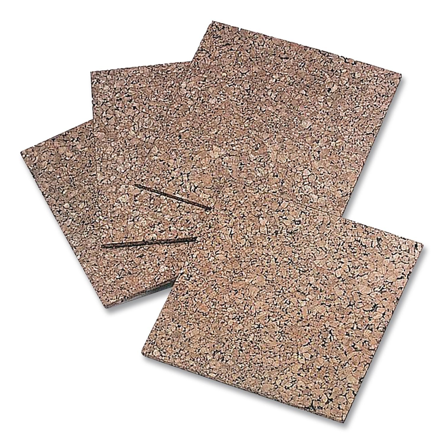 Quartet Frameless Modular Natural Cork Tiles - 12" Height x 12" Width - Brown Natural Cork Surface - Frameless, Durable, Self-healing - 4 / Pack